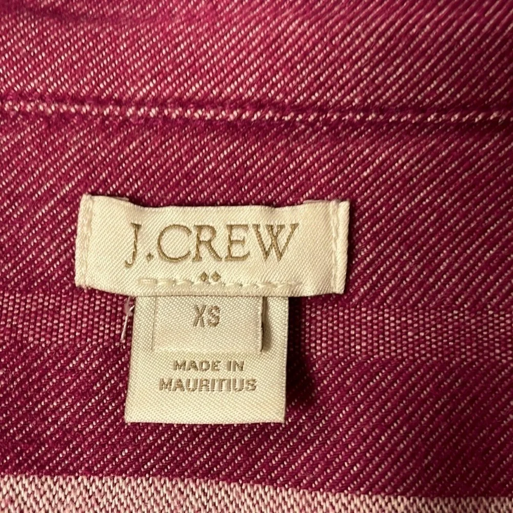 J Crew striped button down shirt, XS, Roomy, plum & lavender, heavy fabric